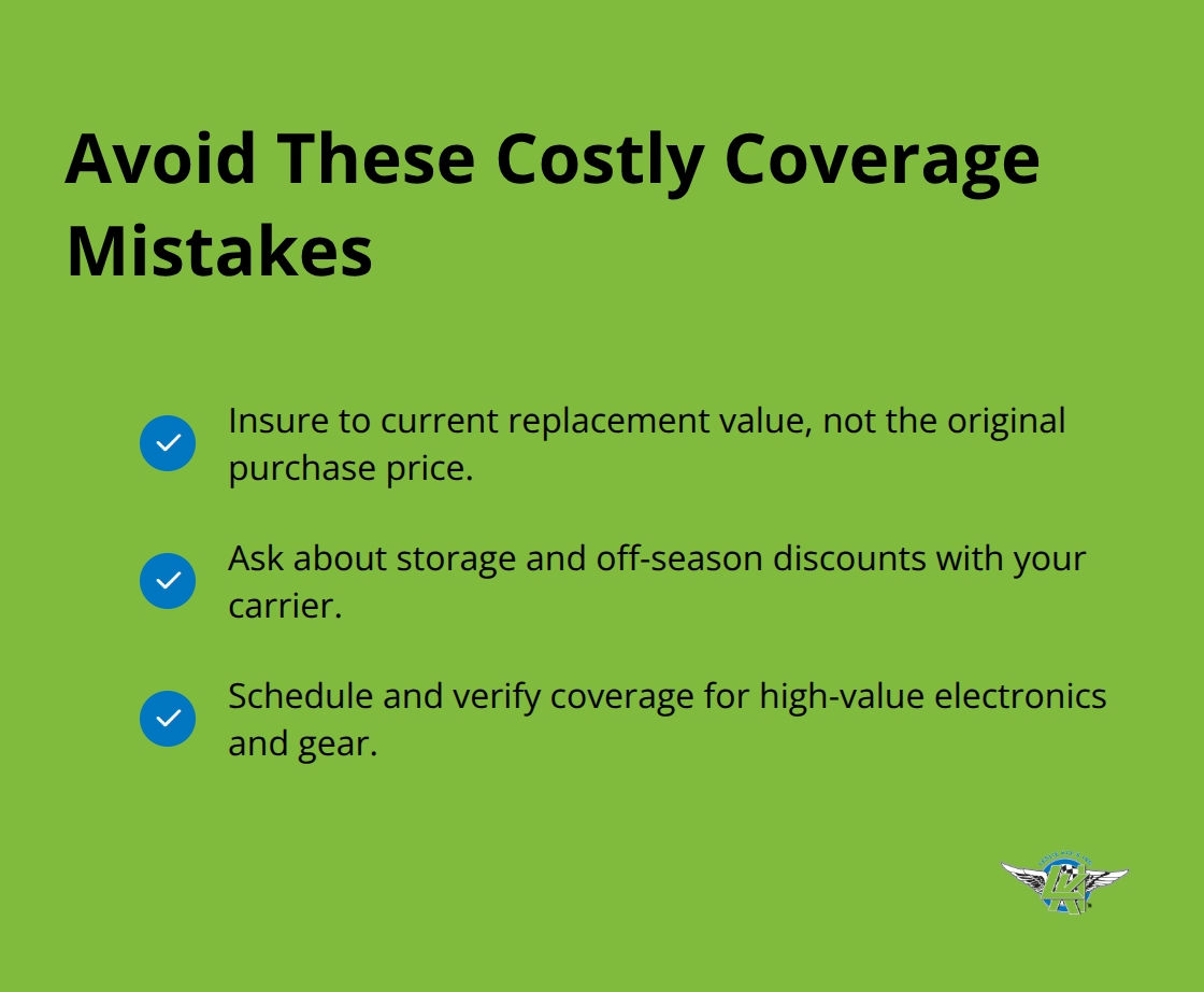 Checklist of three common boat insurance mistakes to avoid.