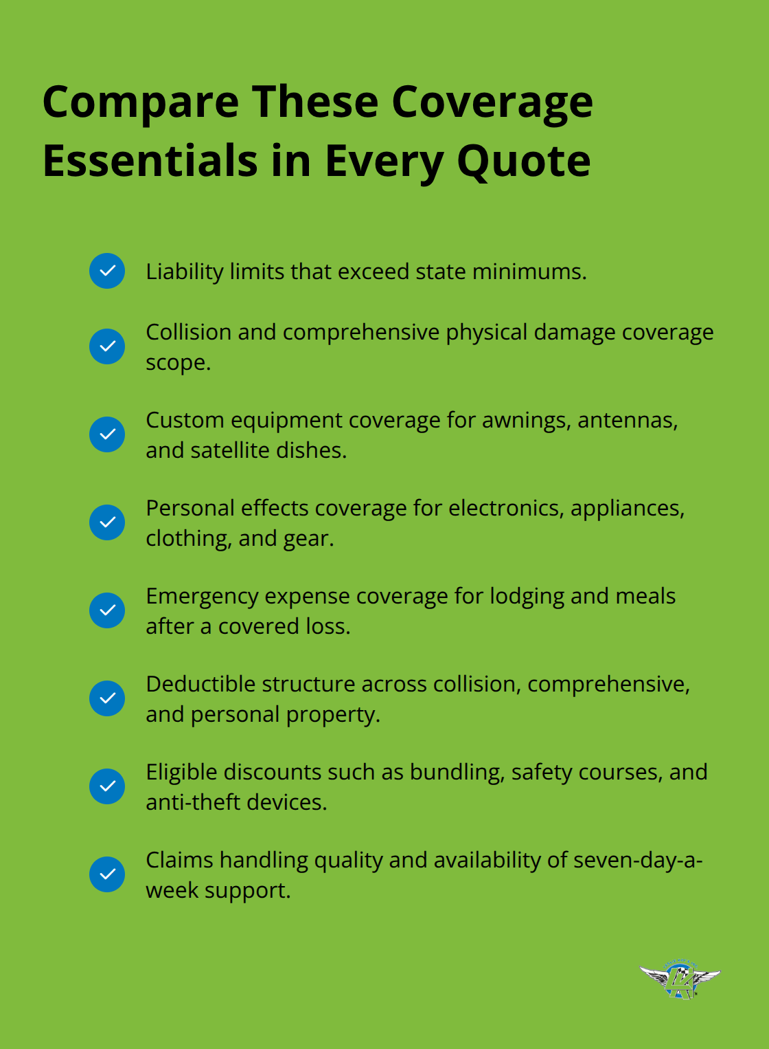 Key coverage items to review in U.S. RV insurance quotes
